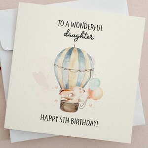 Carte de 5e anniversaire pour fille, carte de 5e anniversaire pour fille, carte de joyeux cinquième anniversaire, carte d’anniversaire de tout âge, 1er, 2e, 3e, 4e anniversaire