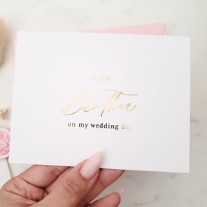 A mio fratello per il giorno delle mie nozze, biglietto per il giorno delle nozze, biglietto dalla sposa, per il giorno delle mie nozze, biglietto di ringraziamento per il matrimonio, biglietti di nozze oro