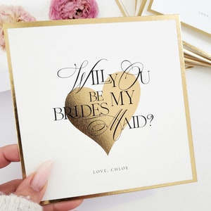 Biglietto di proposta personalizzato "Vuoi essere la mia damigella d'onore" Carta regalo per damigella d'onore Cesto regalo per damigella d'onore Biglietto di proposta Carta con cornice dorata di lusso