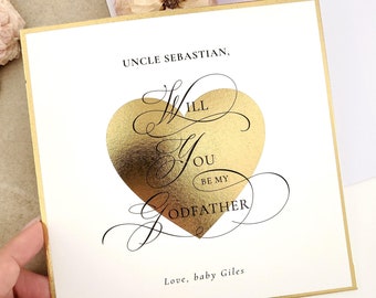 Godfather Proposal Card Foiled Heart, Personalized Godparent Card