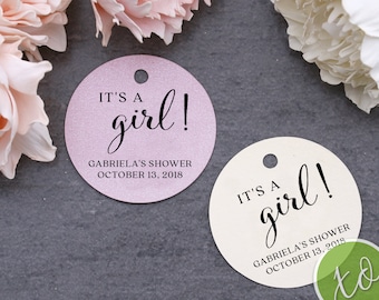 Etiquetas personalizadas para regalos de baby shower "Es una niña"
