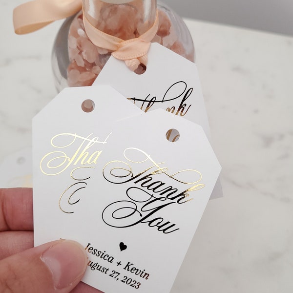 Custom Gold Tags for Wedding Favors, Birthday Favors, Bridal Shower, Baptism with big Calligraphy Thank you-Welcome bags, Gifts, GIft Bags
