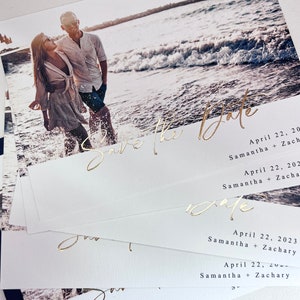 Typographie feuille d'or photo "Retenez cette date", invitation personnalisée "retenez cette date" en feuille d'argent, photo personnalisée "retenez cette date" invitation