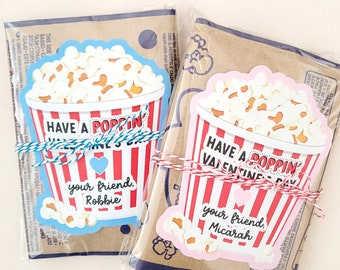 Valentine Popcorn Stickers for Kids School Exchange, Poppin' Valentine Labels Valentine's Day Gifts for Children, Boys, Girls, Preschool