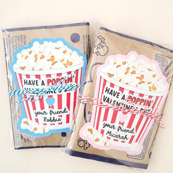 Valentine Popcorn Stickers for Kids School Exchange, Poppin' Valentine Labels Valentine's Day Gifts for Children, Boys, Girls, Preschool