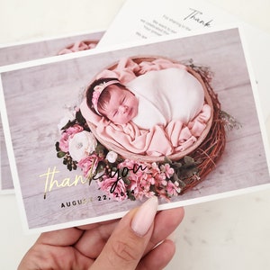 Cartes de remerciement pour baptême, cartes de baptême personnalisées en feuille d'or, cartes de baptême de bébé garçon, cartes de baptême de bébé fille, cadeau d'invité de baptême