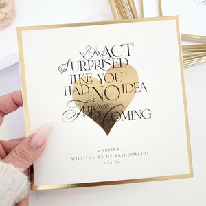 Jetzt handeln überrascht Brautjungfer Vorschlag Karte Will you be my Brautjungfer Geschenkkarte Trauzeugin Vorschlag Karte Geschenk Luxus Goldfolie Rahmen Karte