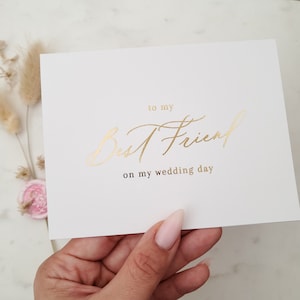 An meine beste Freundin an meinem Hochzeitstag, Dankeskarte Hochzeit, Karte von der Braut, an meinem Hochzeitstag, Dankeskarte Hochzeit, Hochzeitskarten Gold