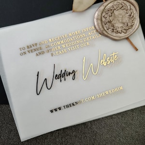 Wedding Website Cards, Wedding Insert Cards with Gold Foil, Elegant Wedding Website Insert Cards, Wedding Vellum or Plike Detail Cards