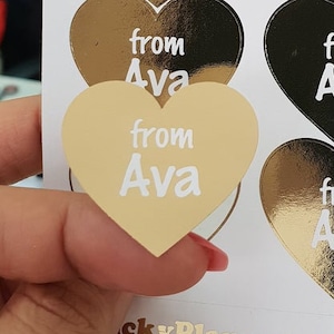 Autocollant personnalisé de la Saint-Valentin pour les enfants, Saint-Valentin favorise l'autocollant de feuille d'or de coeur, faveurs d'échange d'école d'enfants, autocollant personnalisé d'étiquettes d'enfants
