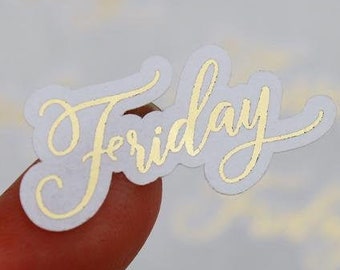 Gold Foil Days Of The Week Planner Stickers: Script Font