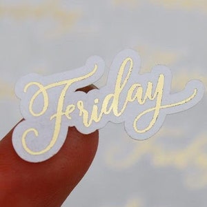 Days Of The Week Planner Stickers, Script Word Stickers, Sticky Notes, Agenda Stickers, Practical Stickers, Gold Foil Journal Stickers