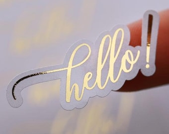 Naklejki do planera Hello Script w złotej folii – kalendarz, dziennik