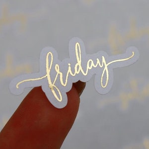 Days Of The Week Stickers, Planner Stickers, Functional Stickers, Journal Stickers, Gold Foil Agenda Stickers, Foiled Script Words Stickers
