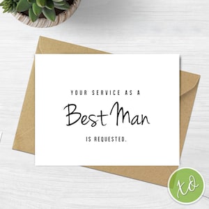 Votre service en tant que meilleur homme est demandé Carte de proposition de meilleur homme pour un meilleur homme Cartes de mariage pour homme