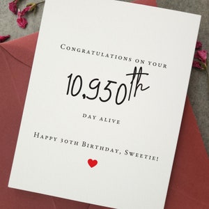 Joyeux 30e anniversaire, carte d'anniversaire de 30 ans pour lui, petit ami, ami, chérie, anniversaire important, 30 anniversaire drôle