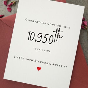 Happy 30th Birthday, Thirty years count Card For Him or Her, Boyfriend, Friend, Sweetie Birthday Card, Milestone Birthday, Funny 30 Birthday