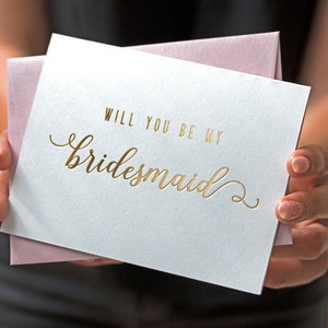 Gold Foil Will You Be My Bridesmaid Card Bridesmaid Proposal Bridesmaid Gift Bridesmaid Invitation Personalized Calligraphy Script Gold Foil image 3