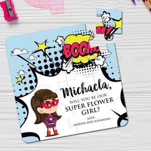 Funny Flower Girl Puzzle, Flower Girl Proposal, Personalized, Super Flower Girl Gift, Will you be our Flower Girl Funny Proposal Puzzle