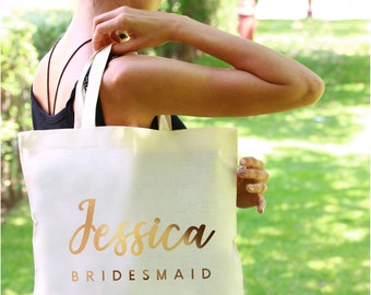 Bridesmaid Gift Tote Bag Custom Wedding Tote Bags Personalized Maid of Honor Tote Bag Be my Bridesmaid Bridal Shower Bags Wedding Party Bags