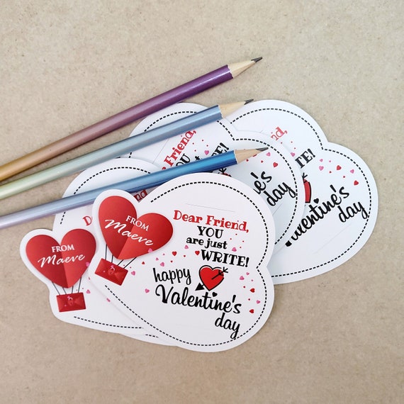 Kids Valentines Day Gifts, Funny Valentine Favor for Classroom Valentine  Exchange, Personalized Valentines With Pencil INCLUDED 