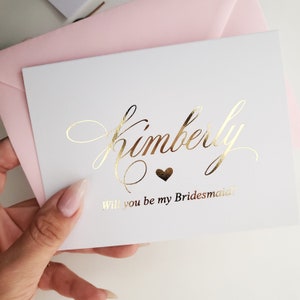 Elegant Gold Foiled Bridesmaid Proposal Card Personalized Will You Be My Bridesmaid Gift Box Cards Bridesmaid Maid of Honor Proposal Cards