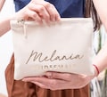 Personalized Bridesmaid Canvas Pouch: Gold Foil Makeup Bag product logo