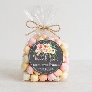 Hochzeitsbevorzugungs-Aufkleber, personalisierte Blumen-Dankeschön-Etiketten für Geschenke und Verpackung, Brautduschenbevorzugung Bild 3