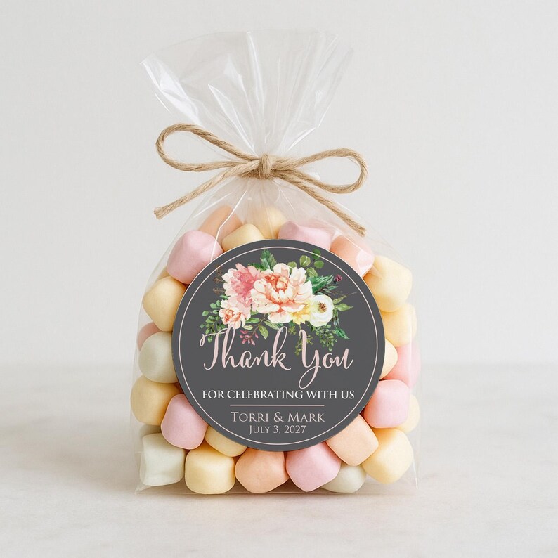 Hochzeitsbevorzugungs-Aufkleber, personalisierte Blumen-Dankeschön-Etiketten für Geschenke und Verpackung, Brautduschenbevorzugung Bild 3