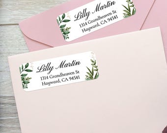Elegantes pegatinas florales para direcciones de remitente, etiquetas personalizadas con flores rosas, sellos para sobres con monogramas, etiquetas de dirección personalizadas.