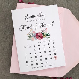 Calendário de proposta de madrinha, salve a data, cartão de calendário de madrinha, você será minha madrinha de casamento, anúncio de casamento para caixa nupcial