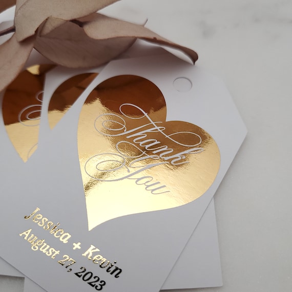 Custom Gold Foiled Wedding Favor Thank you Tags