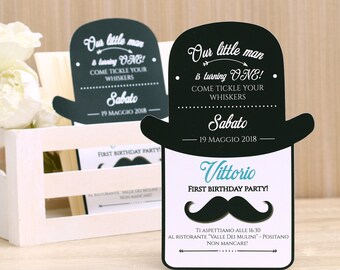 Little Man First Birthday Invitation: Personalized Party Card