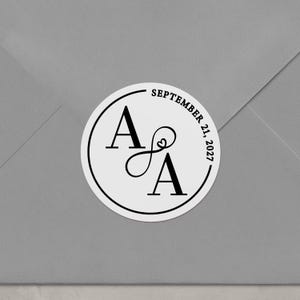 Adesivi trasparenti per matrimoni con lamina d'oro, sigilli personalizzati per buste con monogramma e simbolo dell'infinito per bomboniere, etichette adesive per bicchieri immagine 3