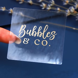 Étiquettes autocollantes personnalisées, Étiquettes transparentes avec feuille, Stickers personnalisés carrés, Texte professionnel personnalisé clair, Étiquettes transparentes avec logo personnalisé