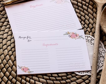 Floral Recipe Cards: Personalized Bridal Shower Gift, Set of 12