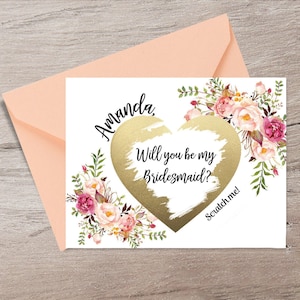 Bridesmaid Proposal Gift Personalized Will you be my Bridesmaid Card Blush Floral Maid of Honor Proposal Best Woman Card