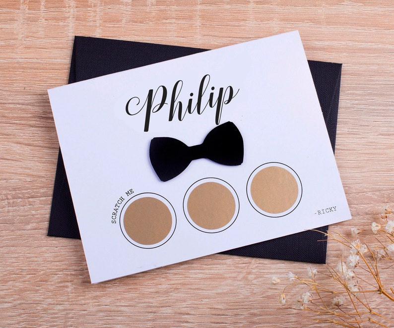 Funny Groomsmen Proposal Card, Personalized Will you be my Groomsman Scratch off for Gift Boxes, Best Man Proposal Cards Custom Man of Honor image 2