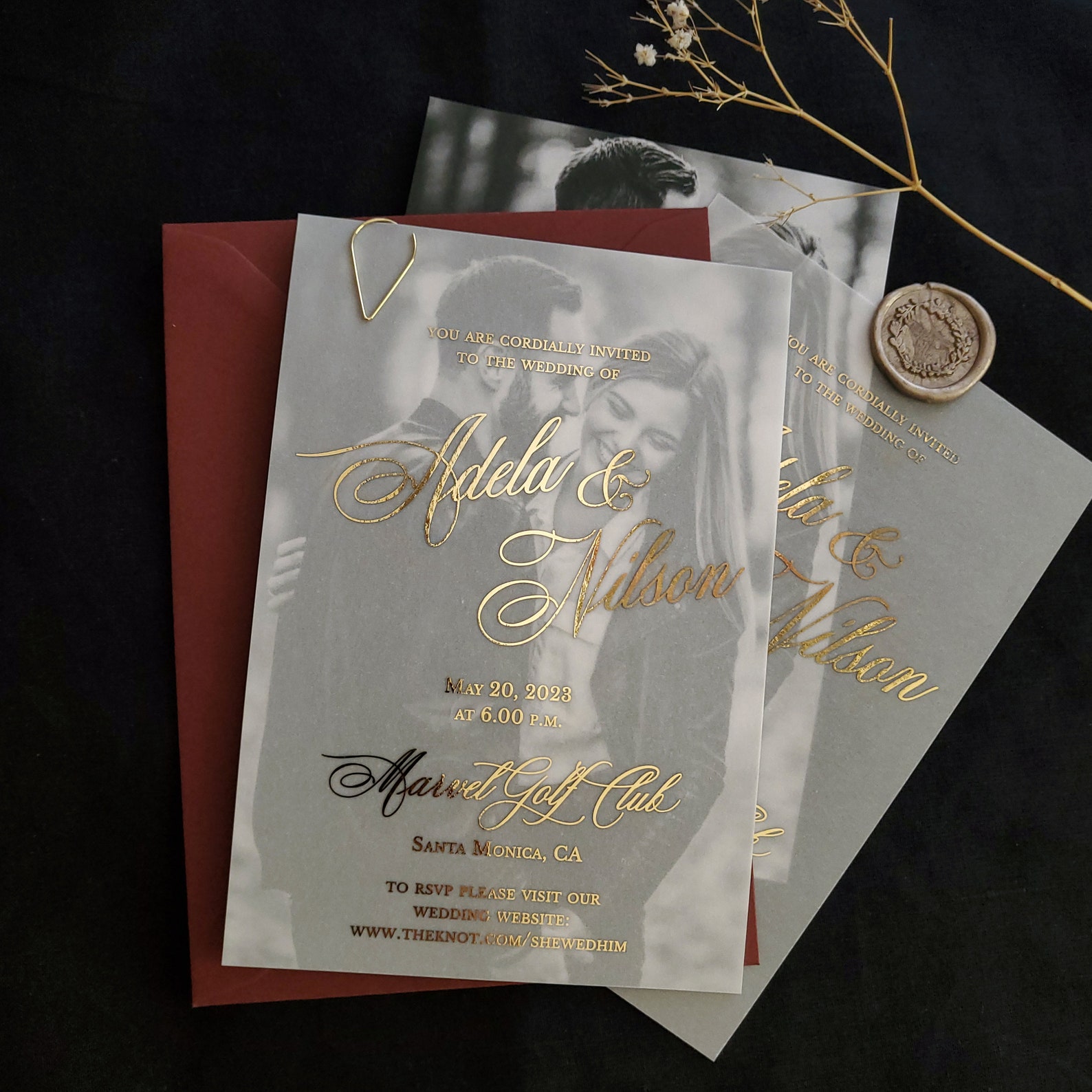 Custom Gold Foil Vellum Wedding Invitations With Classic and Etsy