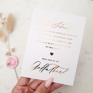 Vuoi essere il mio padrino, chiedi la proposta al padrino, biglietto d'oro personalizzato con poesia, biglietto regalo per padrino, regalo per padrino da figlioccio