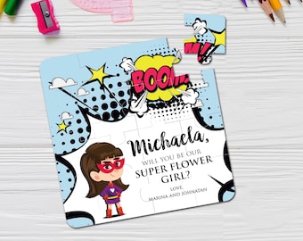Personalized Flower Girl Proposal Puzzle: Superhero Gift