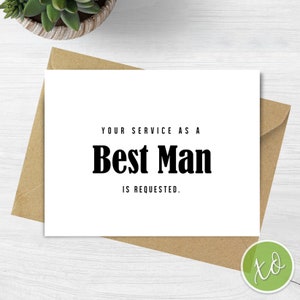 Carte de proposition pour le meilleur homme Votre service en tant que meilleur homme est demandé Cartes de mariage pour hommes Fête de mariage Demande de carte pour le meilleur homme