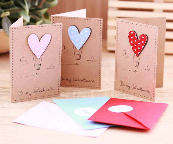 Kids Valentine Cards Happy Valentine Day Kid Favors for School Exchange Classroom  Valentine Hot Air Balloon Cards, Envelopes and Stickers 