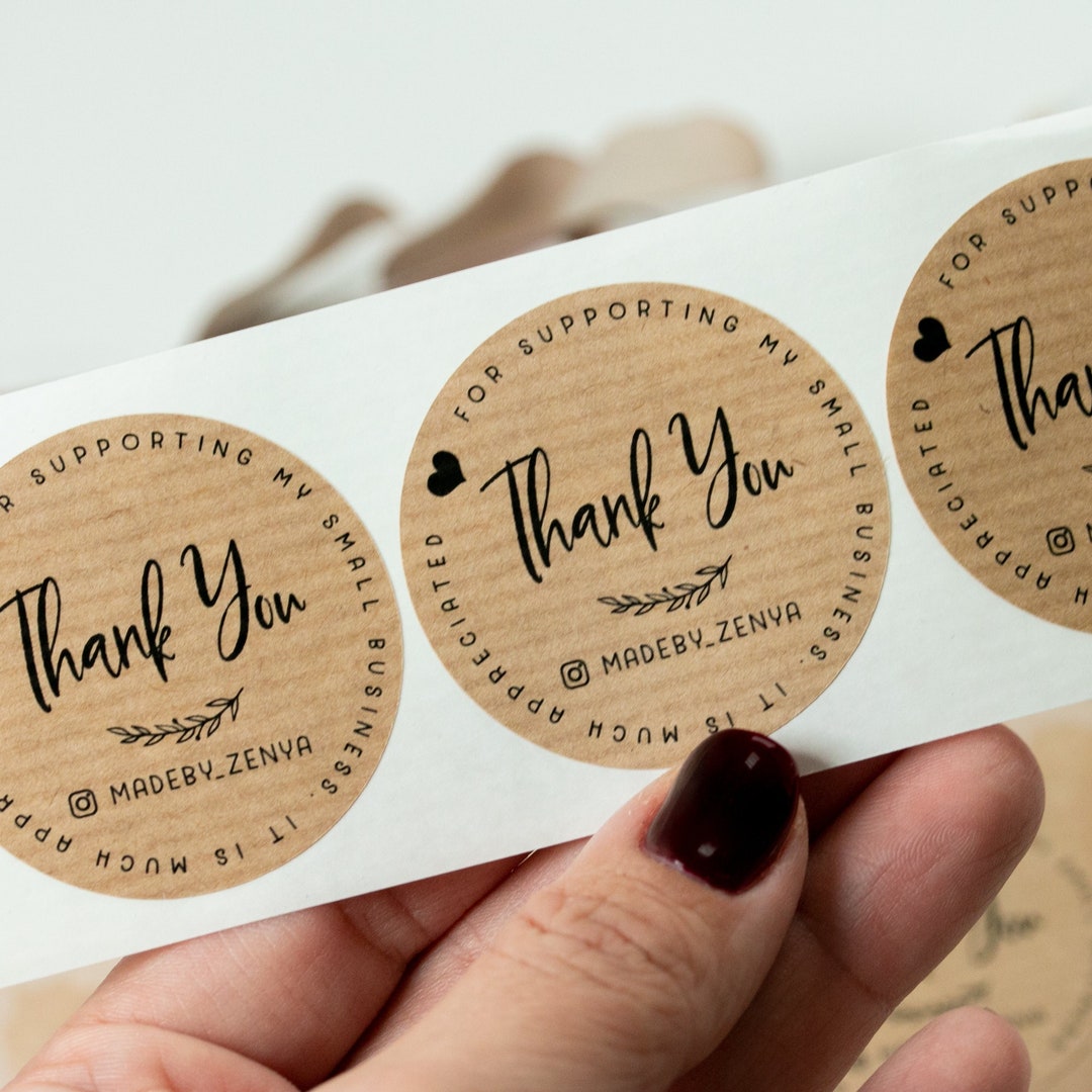 Round Kraft Thank You Stickers: Personalized Small Business Labels - Etsy