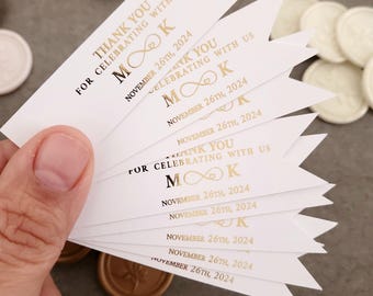 Custom Thank You Tags for Wedding Favors Personalized, Infinity Symbol, Monograms