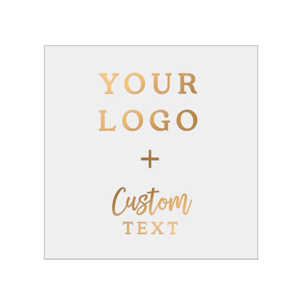 Custom Foiled Clear Logo Labels Stickers with Custom Text, Personalized Business Logo, Square Logo Label, Gold Foil Customized Logo Stickers