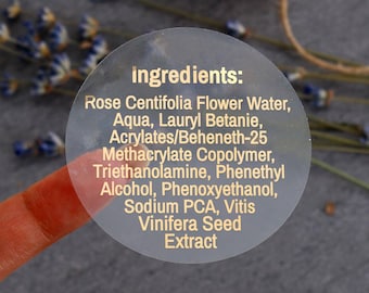 Ingredient Labels Custom Foiled Ingredient Stickers Cosmetic Labels: Food, Candle, Body Butter Soap, Cosmetic Labels