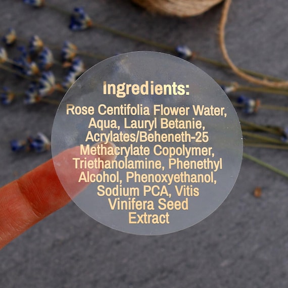 Ingredient Labels Custom Foiled Ingredient Stickers Cosmetic Labels: Food, Candle, Body Butter Soap, Cosmetic Labels