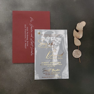 Custom Wedding Invitations, Vellum Wedding Invitation, Gold Foiled Wedding Invitations with Envelopes, Rose Gold Invitations with Photo image 10