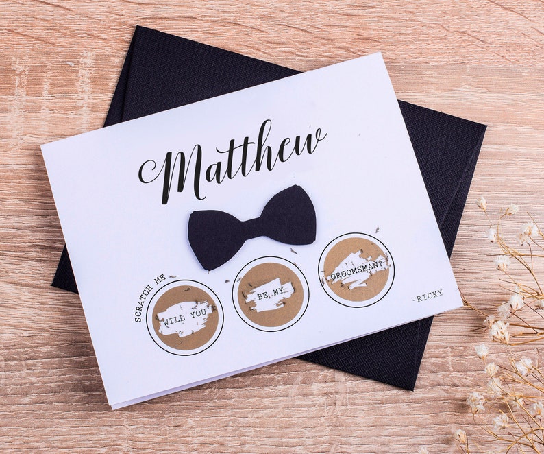 Will You be my Groomsman Be my groomsman Scratch off Card with Bow Tie Groomsman Card Groomsman Gift Best Man Card Usher card BULK SET image 7